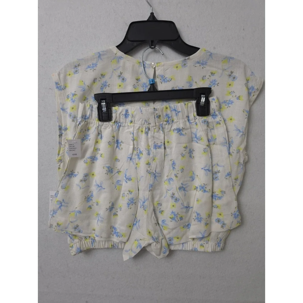 Jessica Simpson Girls Two Piece Shorts & Top Set Size 12 (L) Blue Yellow Floral‎